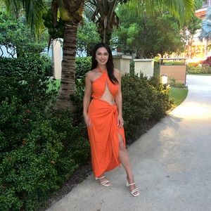 JLUXLABEL orange Sahara dress size S